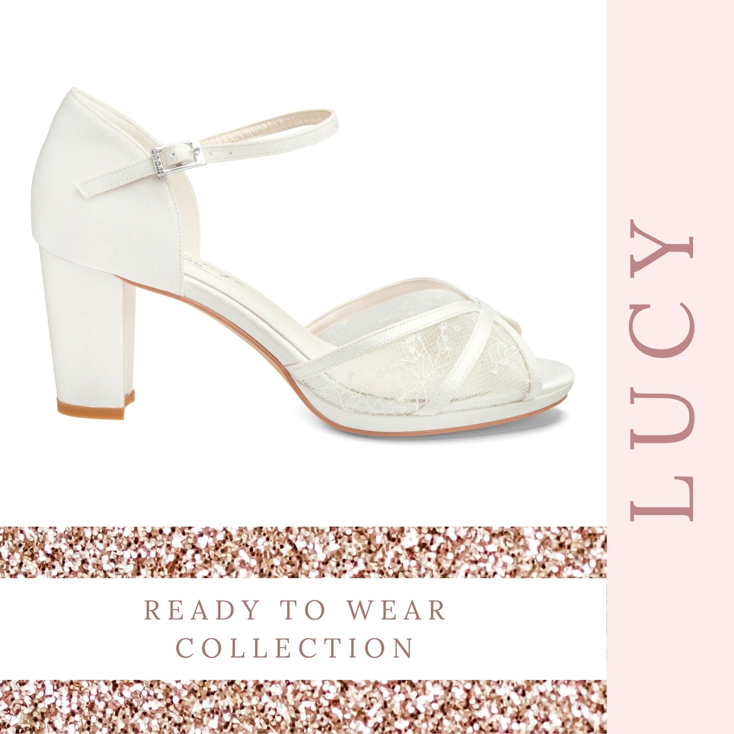 Ivory Satin Block Heel Sandals with Floral Rhinestones | Block heels  sandal, Sandals heels, Heels